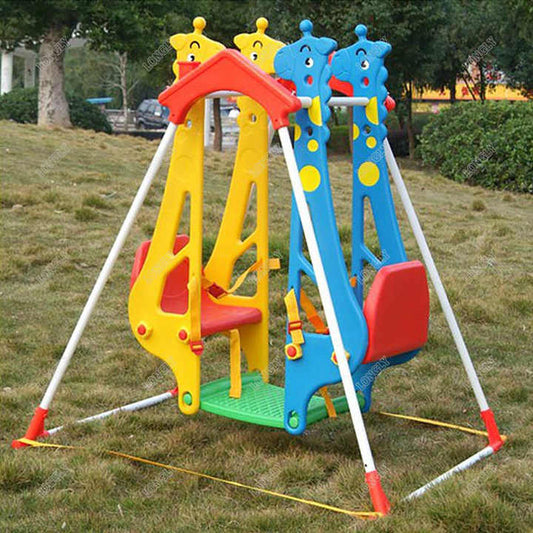 columpio de dos plazas con cinturón de seguridad.