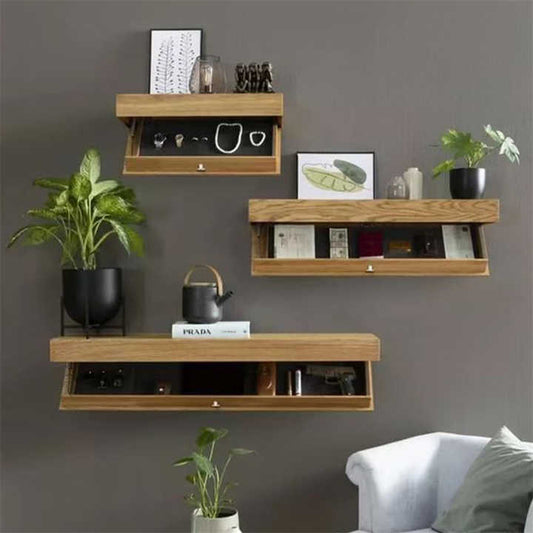 Estante Flotante de Madera con Compartimento Escondido