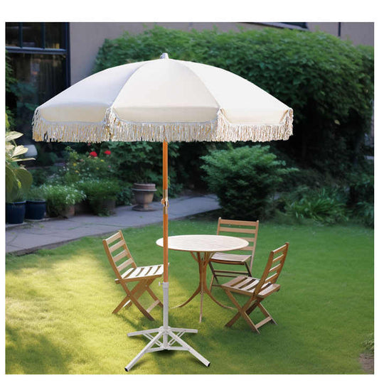 sombrilla de flecos decorativos