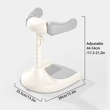 Soporte de Ducha Ajustable con Base Antideslizante | Torre de Baño para Bebés • Altura Personalizable • Escalones Seguros • Asiento Integrado • Comodidad y Estabilidad