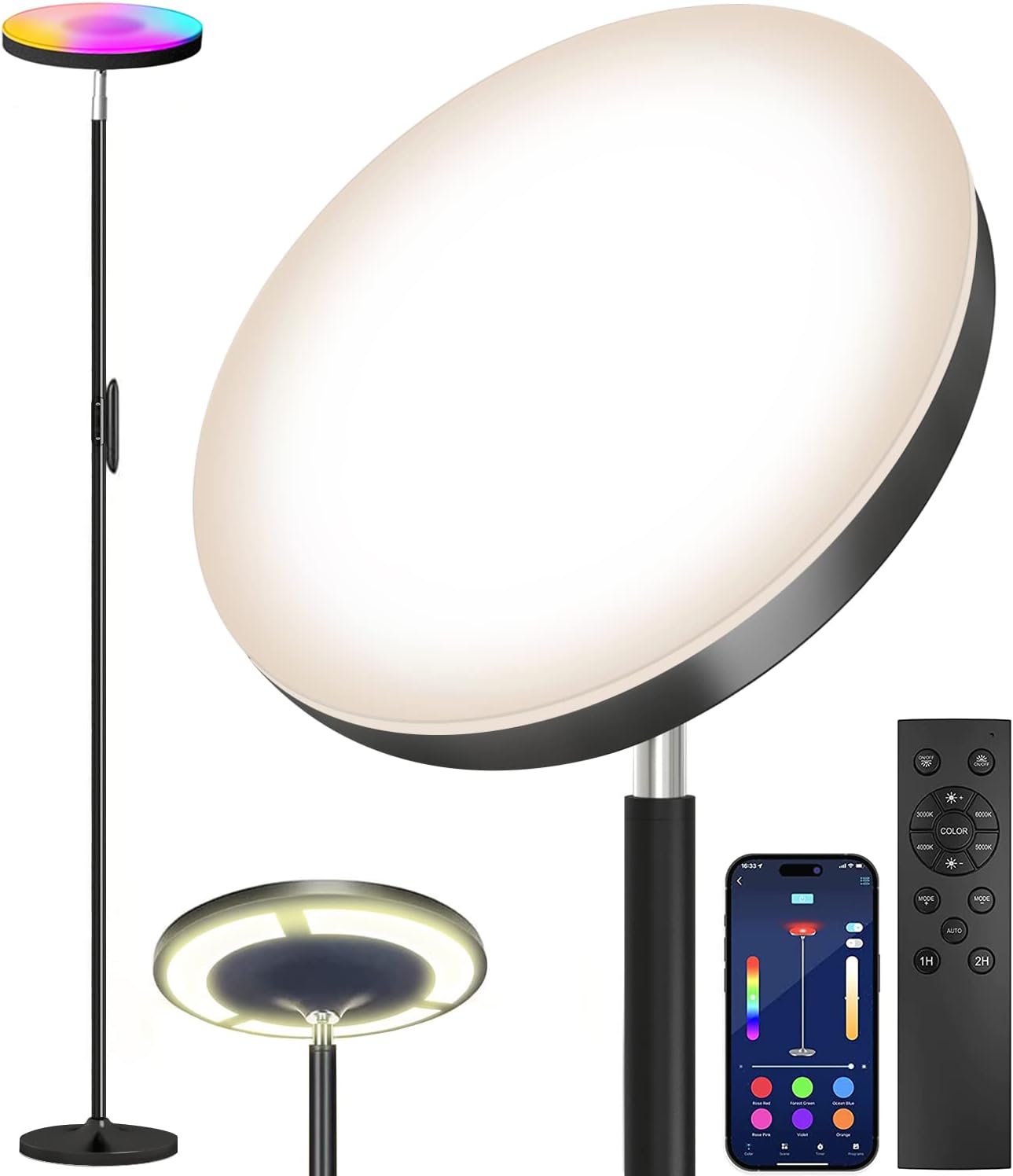 Keepsmile Lámpara de Pie LED con iluminación lateral doble