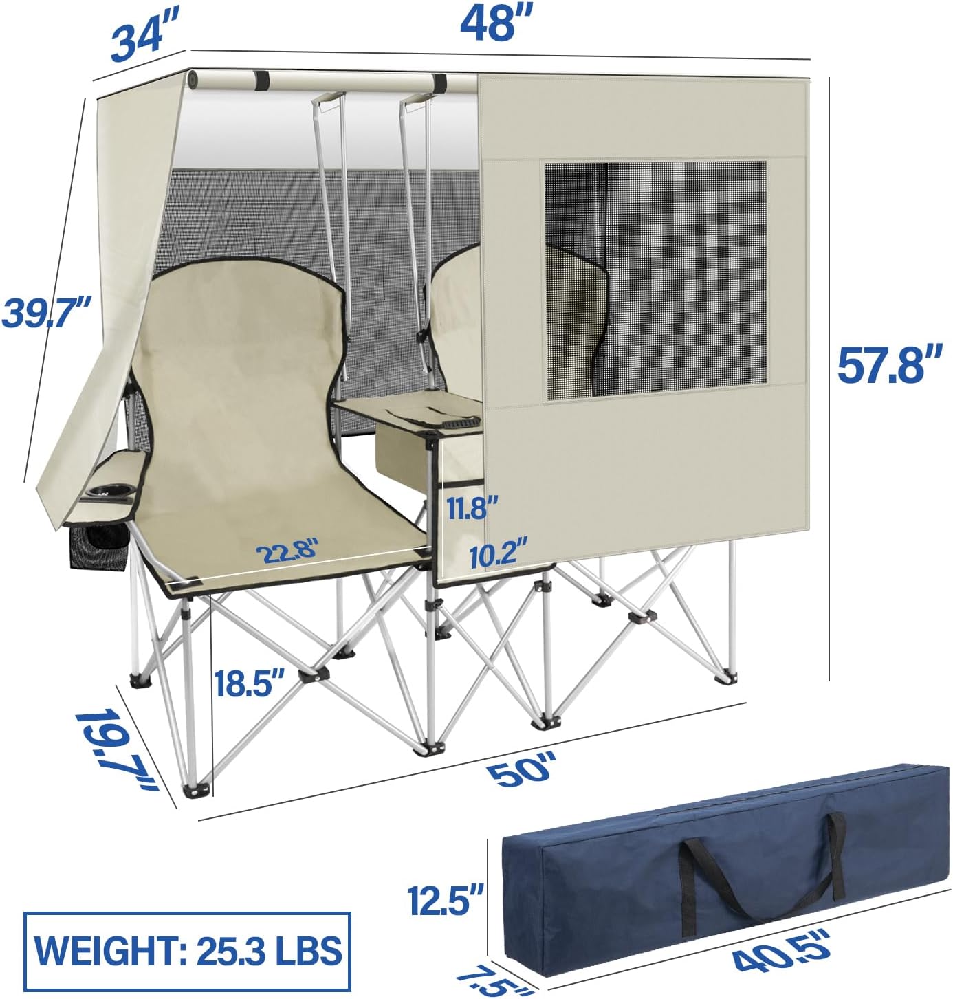 Silla Doble con Toldo y Hielera