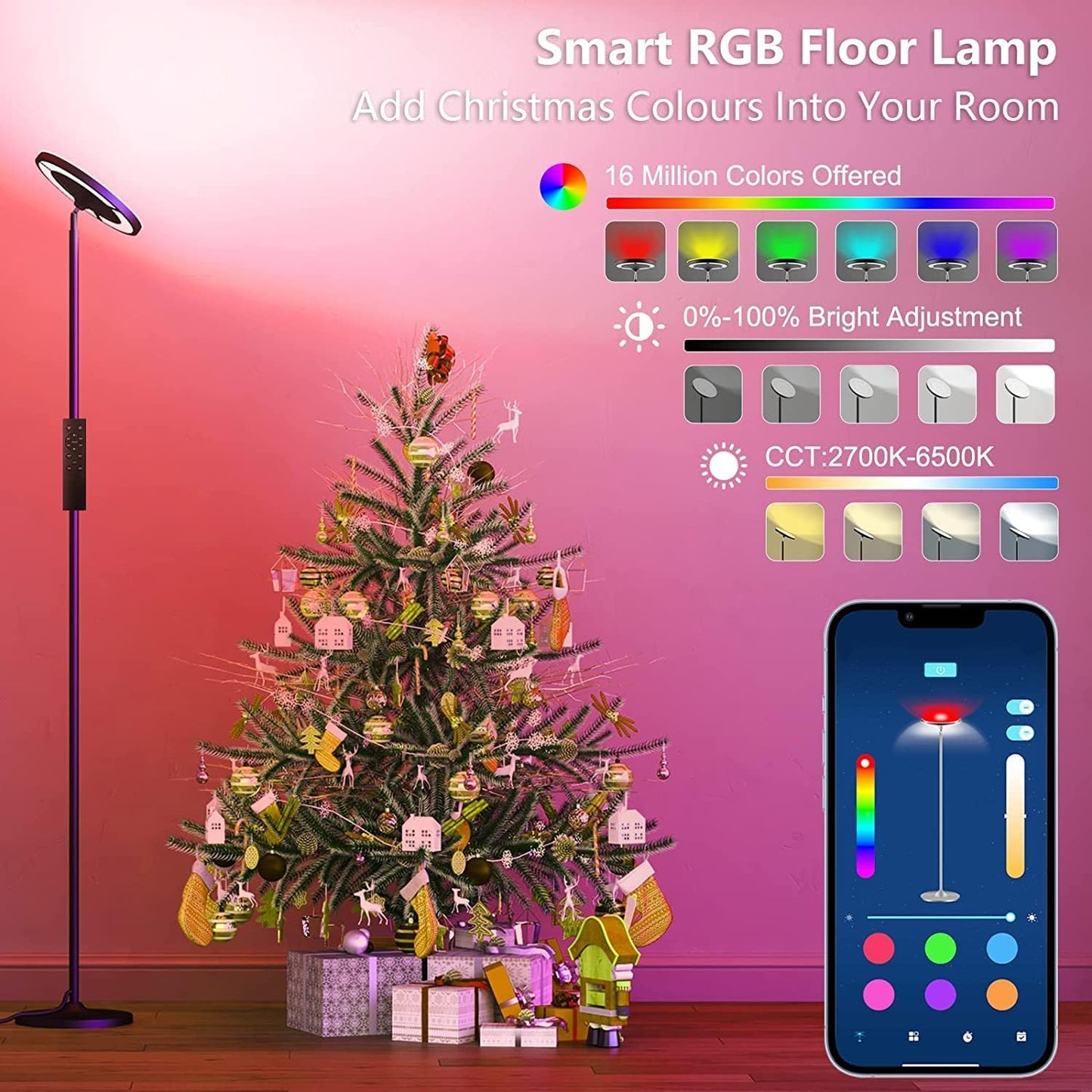 Keepsmile Lámpara de Pie LED con iluminación lateral doble