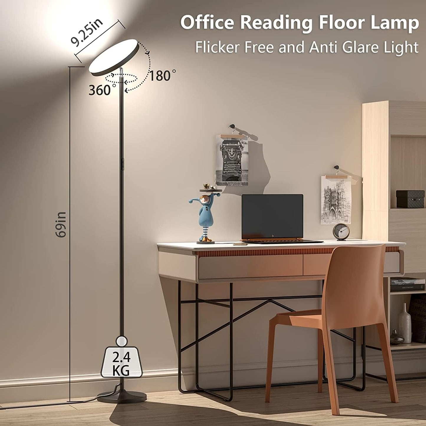 Keepsmile Lámpara de Pie LED con iluminación lateral doble