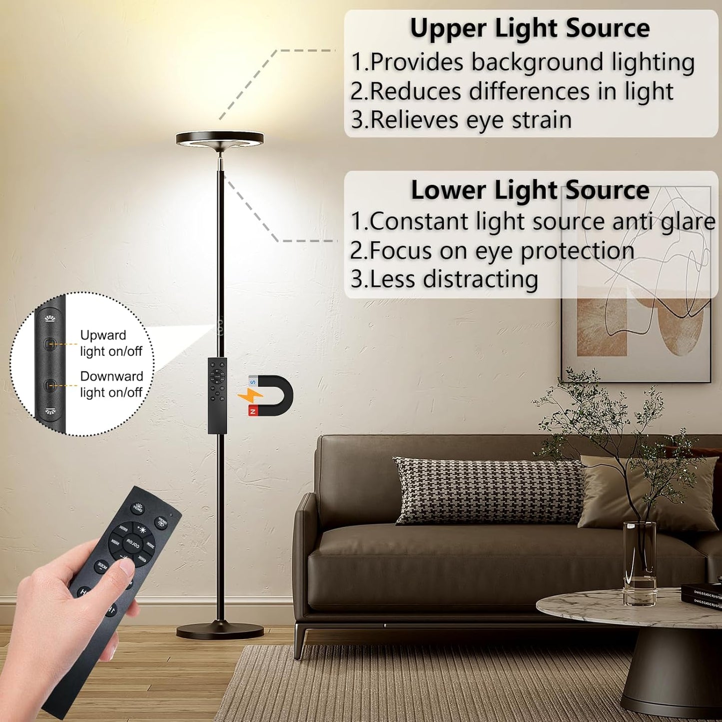 Keepsmile Lámpara de Pie LED con iluminación lateral doble