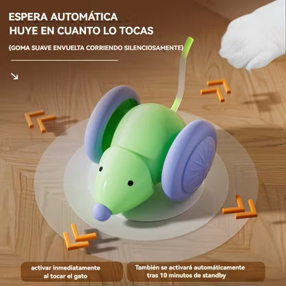 RATÓN ELÉCTRICO INTERACTIVO PARA GATOS – JUGUETE MODERNO, ECOLÓGICO Y CON EVITACIÓN INTELIGENTE DE OBSTÁCULOS