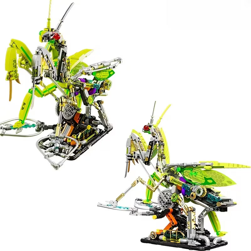 Tech Mecánica Mantis – Modelo de Insecto con Base Iluminada | Exhibición Realista • Bloques de Construcción • Mundo Animal • Juguete de Montaje Educativo