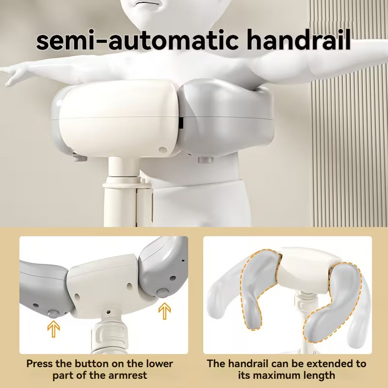 Soporte de Ducha Ajustable con Base Antideslizante | Torre de Baño para Bebés • Altura Personalizable • Escalones Seguros • Asiento Integrado • Comodidad y Estabilidad