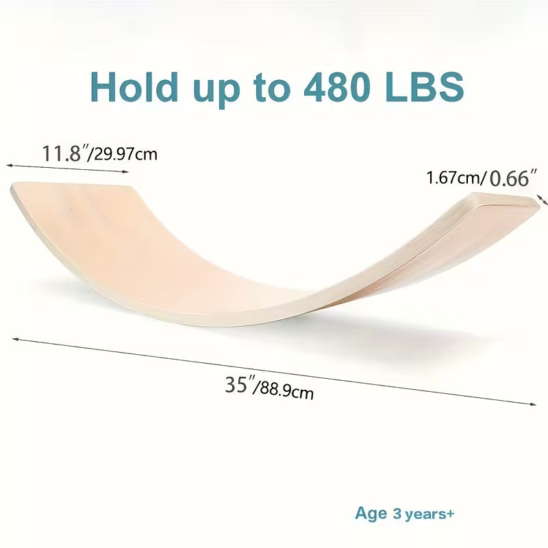 Tabla de Equilibrio de Madera Natural 🪵🤸♀️ | Balancín Infantil, Entrenamiento de Piernas y Ejercicio Cardiovascular