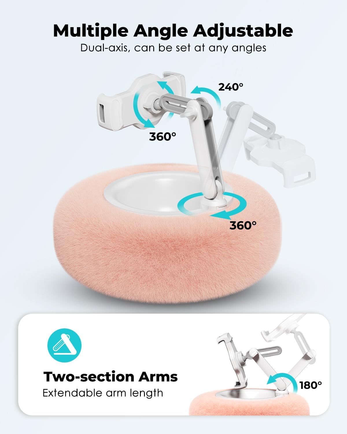 Soporte de Teléfono de Almohada de Felpa Plegable 360°