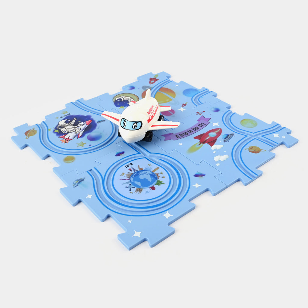 Rompecabezas de Tren y Avión Eléctrico para Niños | Ensamblaje Libre • Mapa de Ciudad • Plástico Resistente • Juego Educativo y Creativo