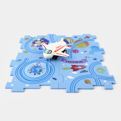 Rompecabezas de Tren y Avión Eléctrico para Niños | Ensamblaje Libre • Mapa de Ciudad • Plástico Resistente • Juego Educativo y Creativo