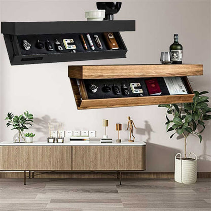 Estante Flotante de Madera con Compartimento Escondido