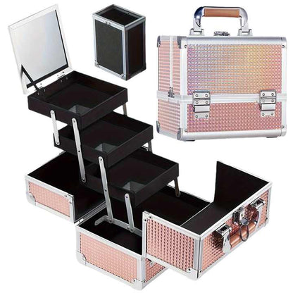 caja de maquillaje portátil con espejo LED