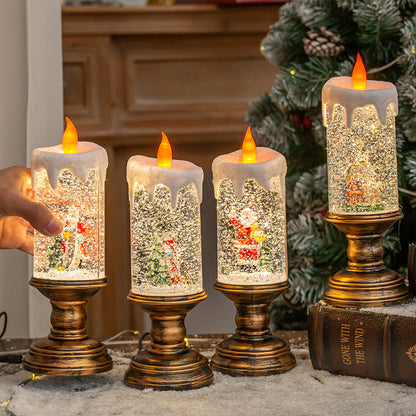 Lámpara de Cristal Navideña con Efecto Bola de Nieve y Vela LED