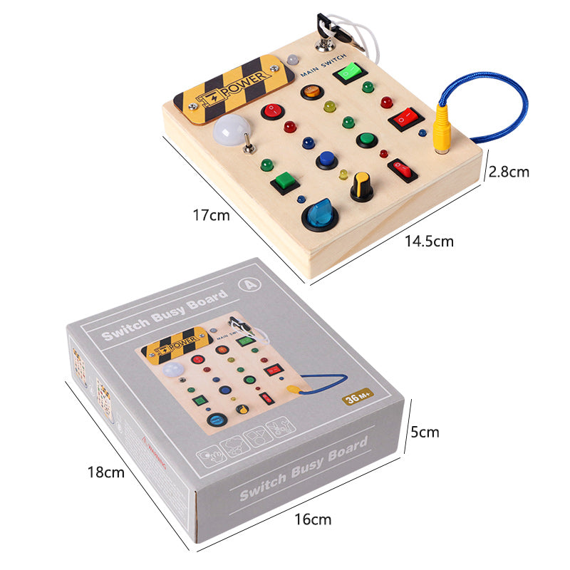 Tablero Montessori de Actividades con Interruptor LED