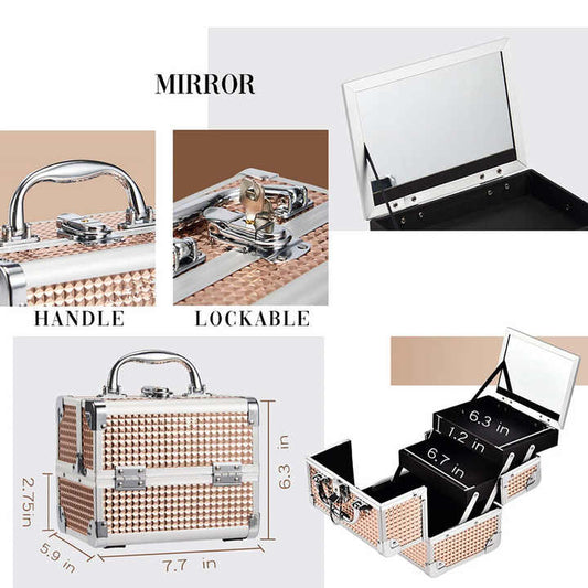 caja de maquillaje portátil con espejo LED