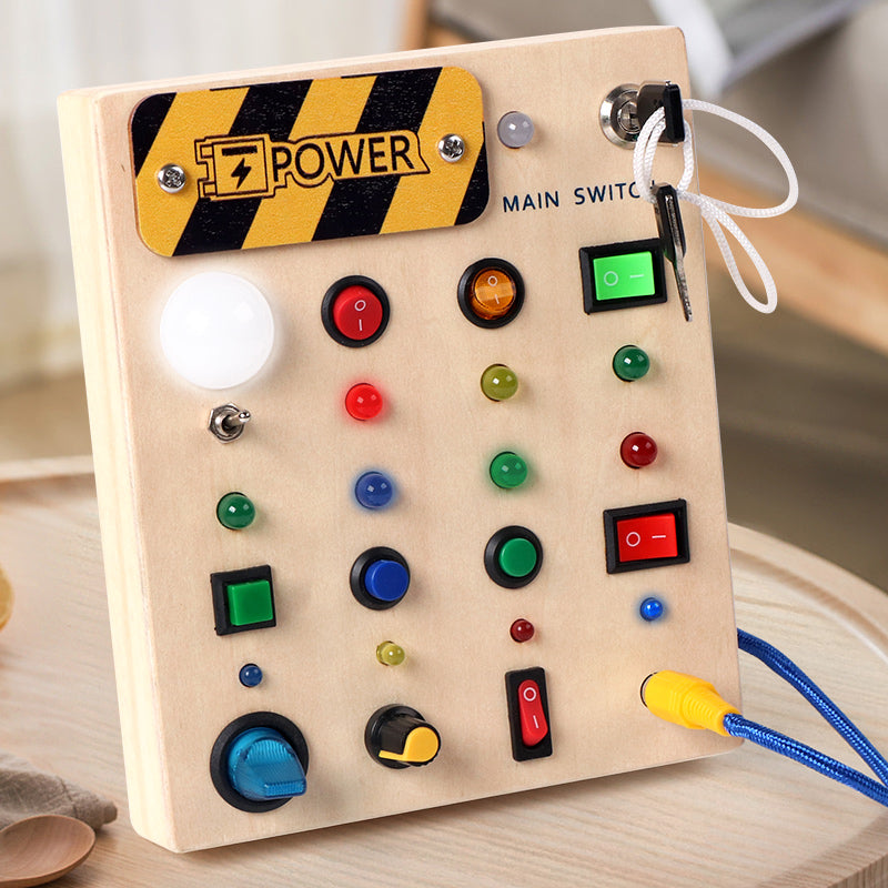 Tablero Montessori de Actividades con Interruptor LED
