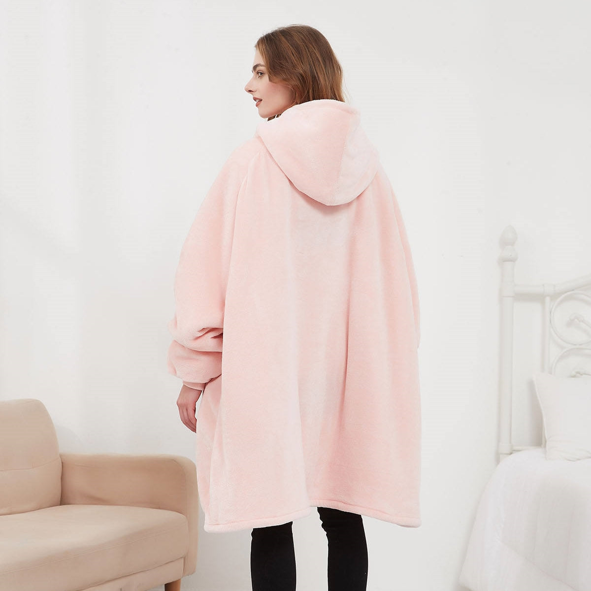 Manta Calefactable Eléctrica Extra Grande de Felpa y Sherpa con Capucha