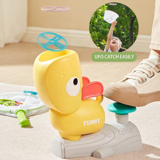 🛸🎯✨ Lanzador de Discos Voladores de Plástico Suave | Juego de Lanzamiento Infantil con Red de Captura