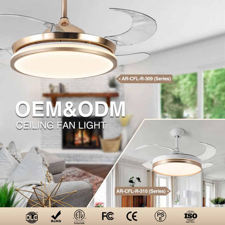 Ventilador de Techo Retráctil con Luz LED
