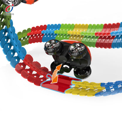 Pista de Coche Antigravedad DIY — Riel Flexible, Cambiable y Vehículo de Carreras Eléctrico