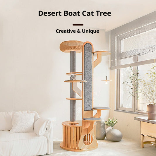Árbol de Gato de Madera Ecológica – Marco de Escalada Estilo Simple con Nido Superior