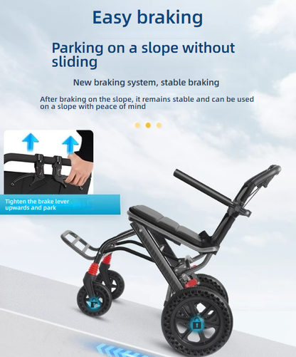 Silla de Ruedas de Transporte Ligera — Plegable, Ajustable y Súper Cómoda para Adultos Mayores