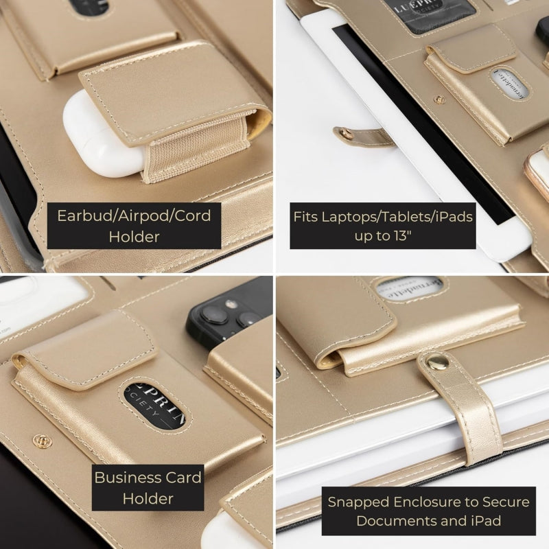 Carpeta de Cartera de Cuero Vegano Beige