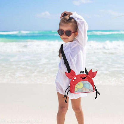 bolsa de malla infantil con diseño de cangrejo