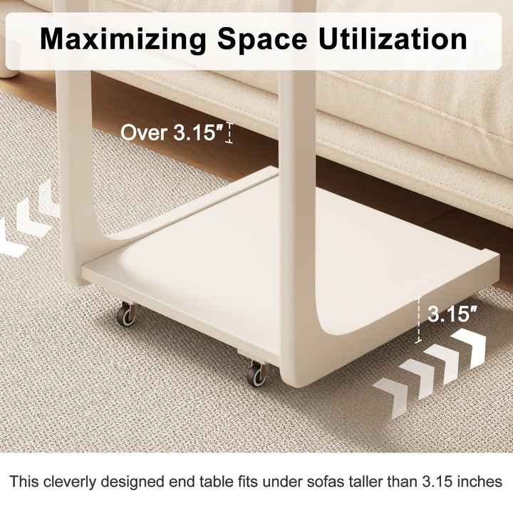mesa auxiliar ajustable en forma de C de bambú
