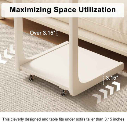 mesa auxiliar ajustable en forma de C de bambú