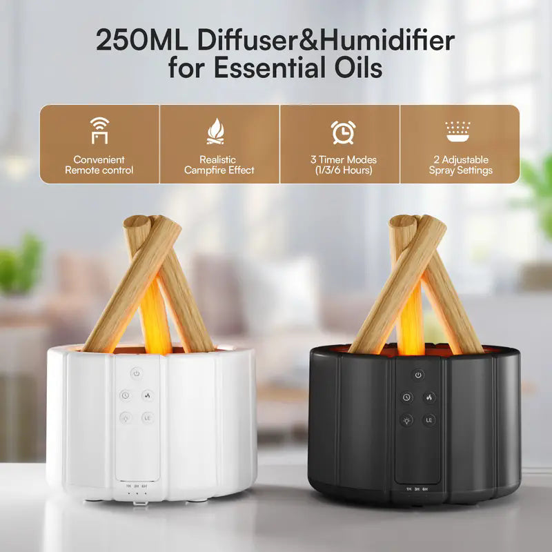 🔥 Difusor Hoguera: Aromaterapia, Humidificación y Luz en un Solo Toque 🌿💧✨