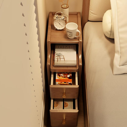 Mesita de Noche Estrecha de Madera Maciza