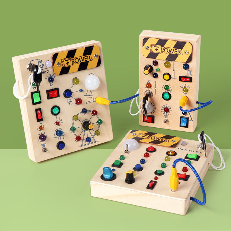Tablero Montessori de Actividades con Interruptor LED