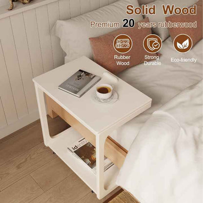 mesa auxiliar ajustable en forma de C de bambú