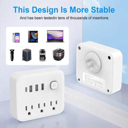 Adaptador de Pared con 3 Salidas + USB