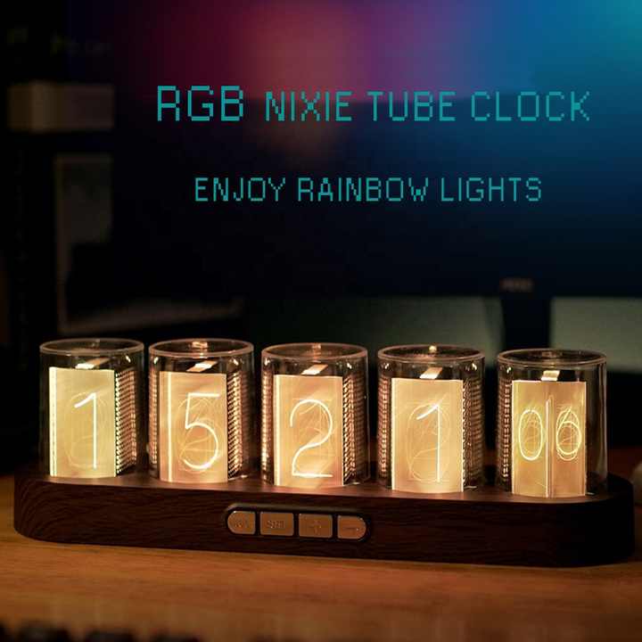 RELOJ DIGITAL ESTILO NIXIE TUBE RGB LED