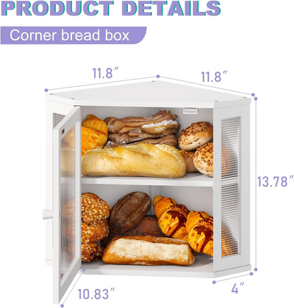 Caja de Pan de Bambú Blanco de Doble Capa