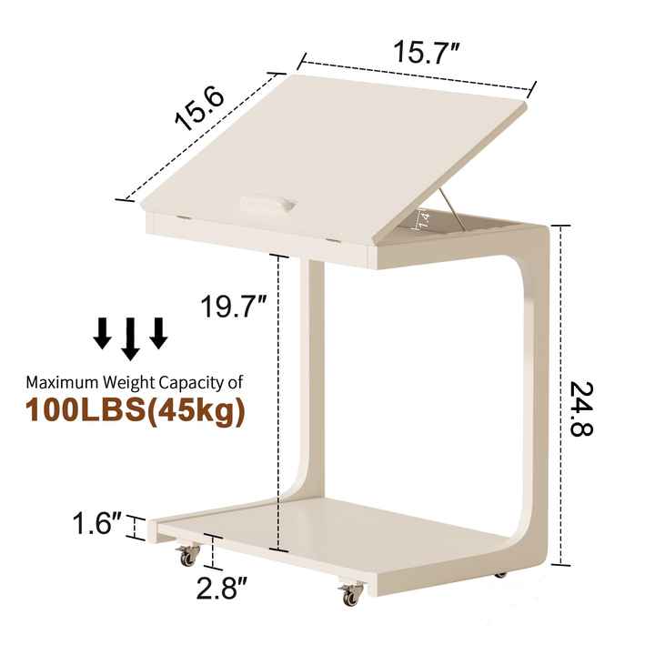 mesa auxiliar ajustable en forma de C de bambú