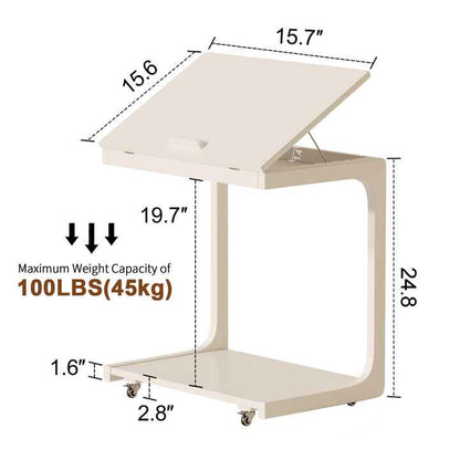 mesa auxiliar ajustable en forma de C de bambú