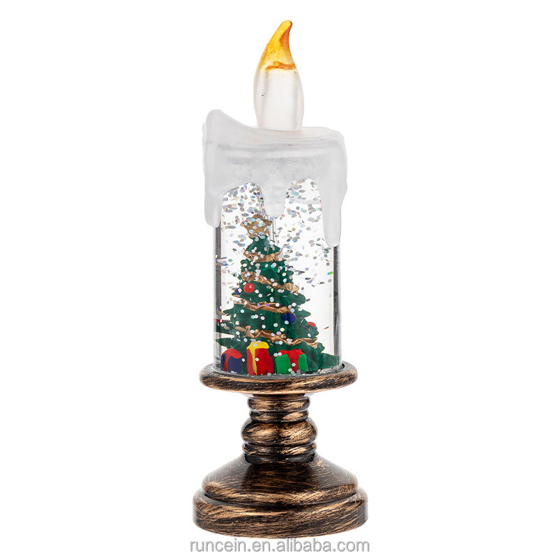Lámpara de Cristal Navideña con Efecto Bola de Nieve y Vela LED