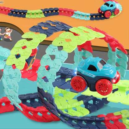 Pista de Coche Antigravedad DIY — Riel Flexible, Cambiable y Vehículo de Carreras Eléctrico