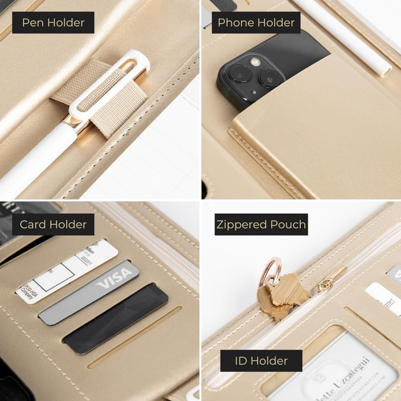 Carpeta de Cartera de Cuero Vegano Beige