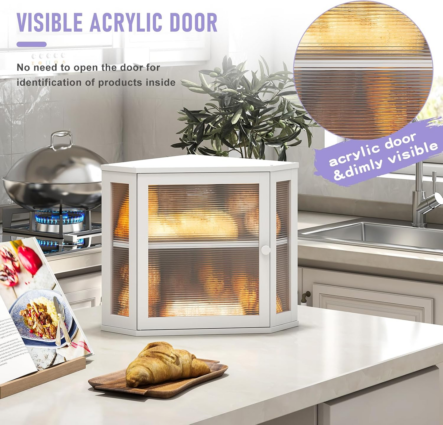 Caja de Pan de Bambú Blanco de Doble Capa