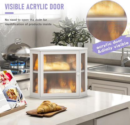 Caja de Pan de Bambú Blanco de Doble Capa