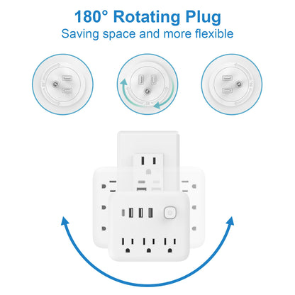 Adaptador de Pared con 3 Salidas + USB