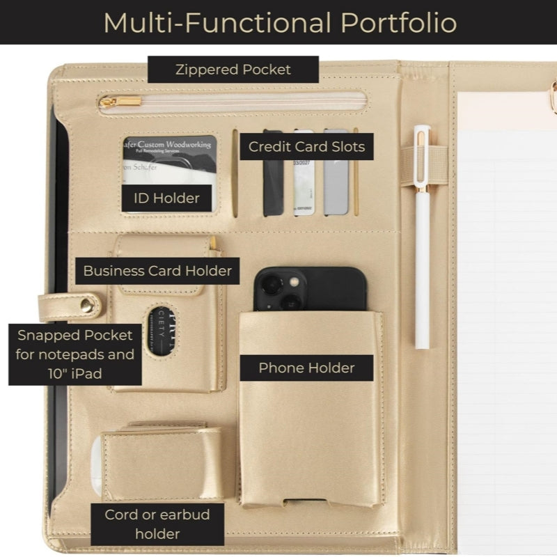 Carpeta de Cartera de Cuero Vegano Beige