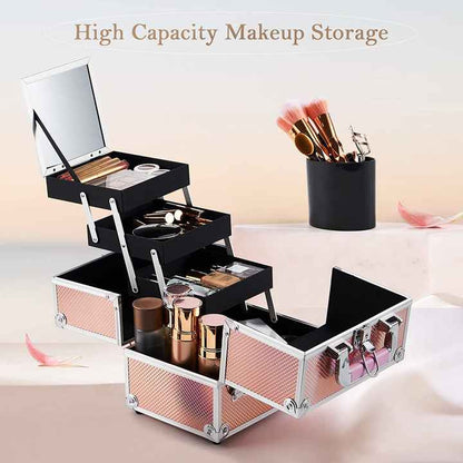 caja de maquillaje portátil con espejo LED