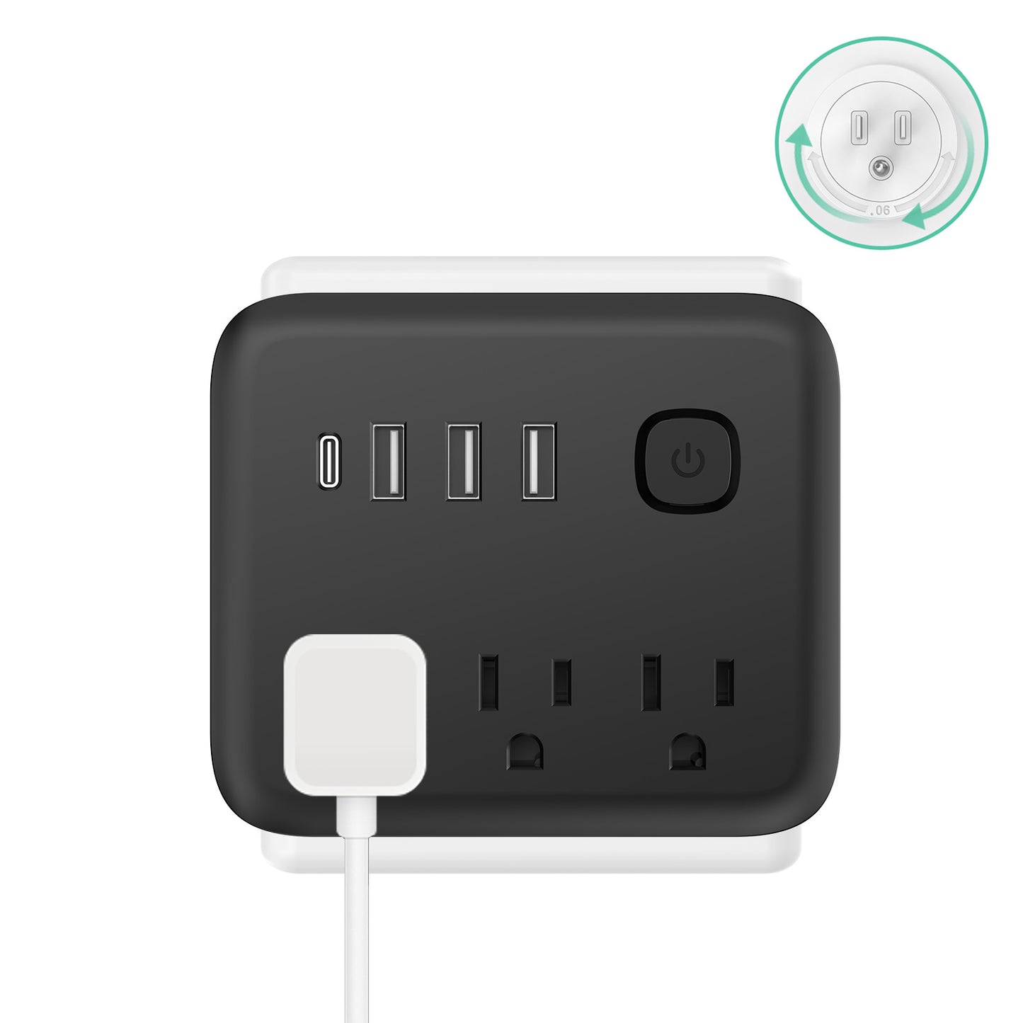 Adaptador de Pared con 3 Salidas + USB